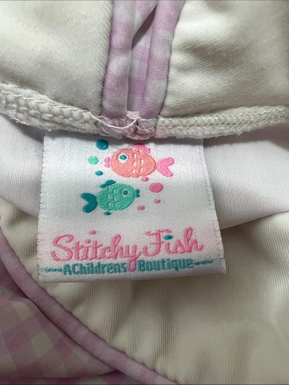 Stitchy Fish pink and white gingham performance dress size 4T